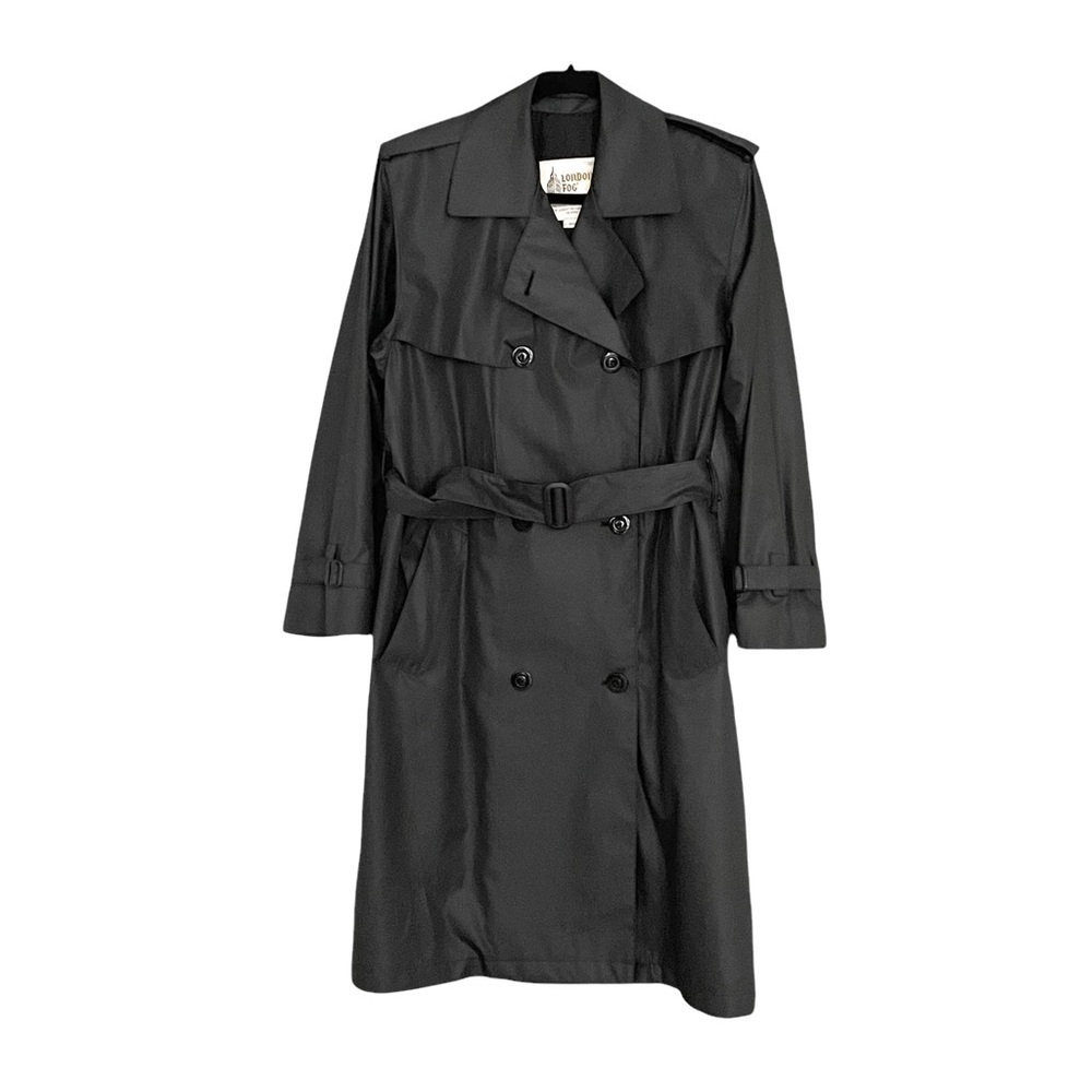 LONDON FOG Lightweight Belted Classic Trench Coat Black M